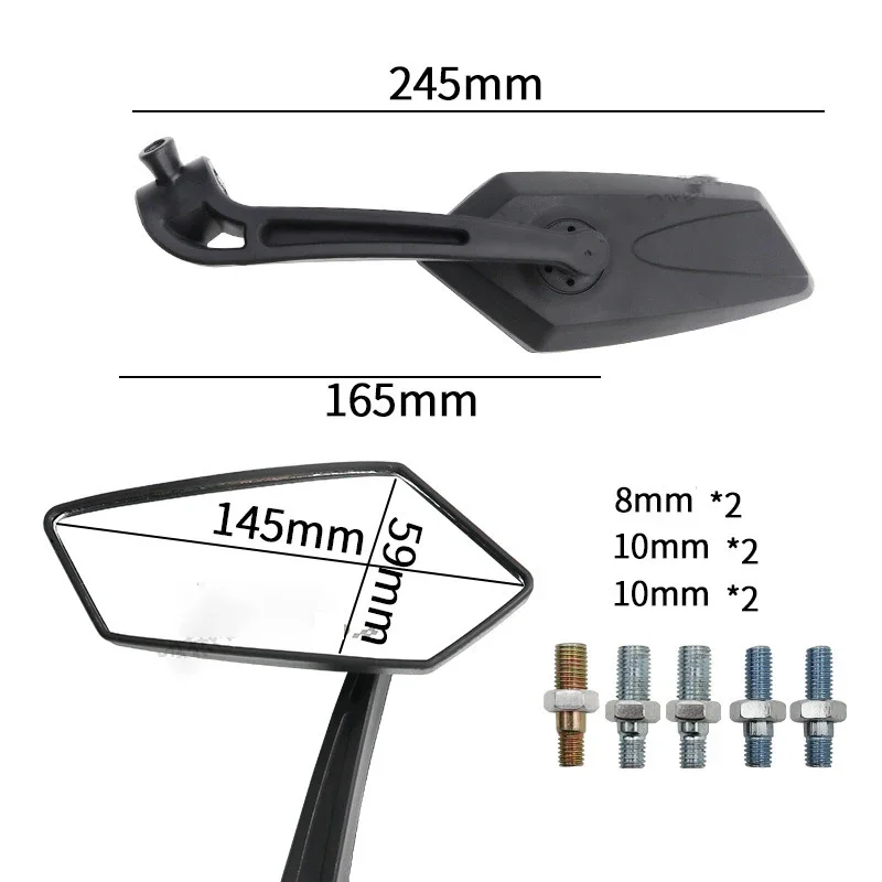 Motorcycle Mirrors 2Pcs/Pair E-Bike Rearview Mirrors Scooter Electrombile Back Side Mirror 8mm 10mm ABS Plastic Moto Accessories