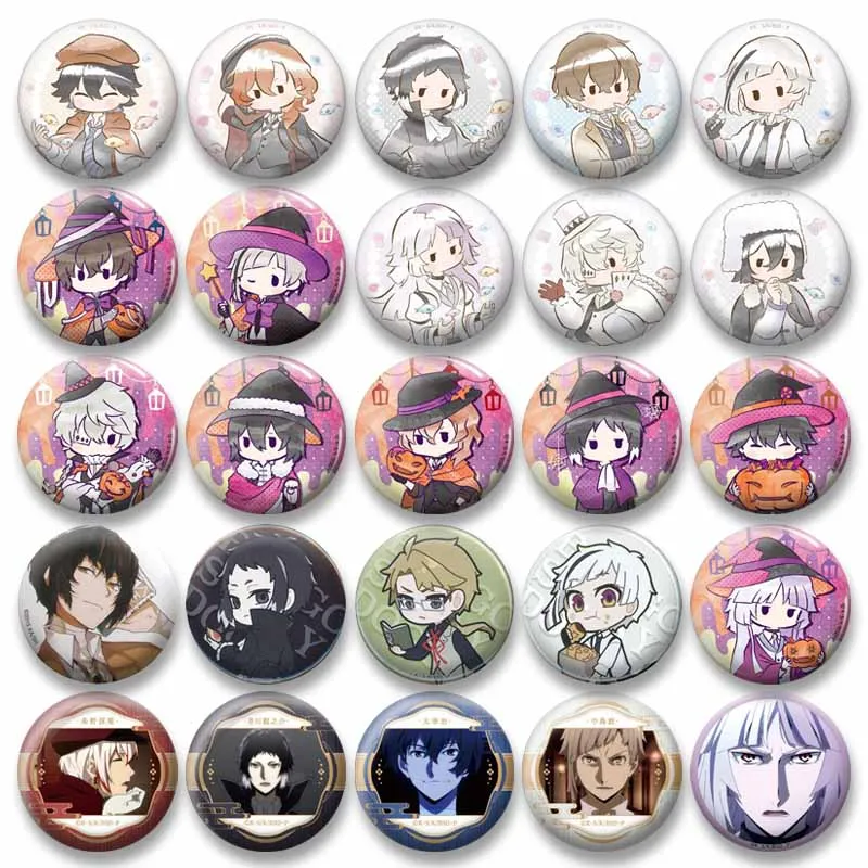 Cute Cartoon Nikolai Gogol Doppo Osamu Dazai Brooch Clothing Bag Decorative Lapel Pin Anime Character Button Badge Jewelry Gifts
