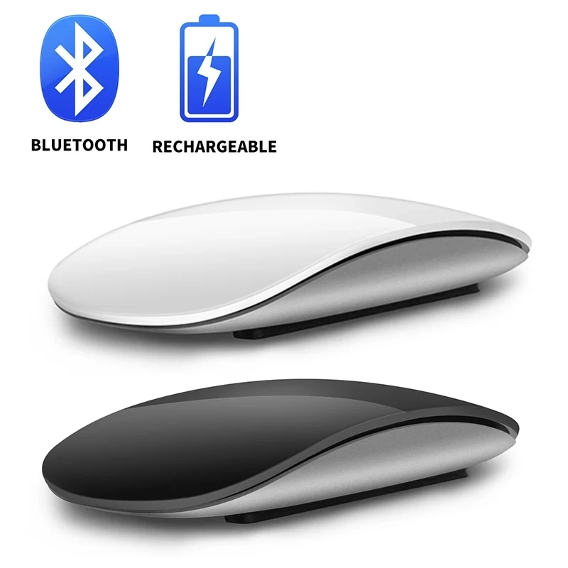 Bluetooth 4.0 Mouse Nirkabel Dapat Diisi Ulang Diam Multi Busur Sentuh Mouse Ajaib Ultratipis untuk Laptop Ipad Mac PC Macbook