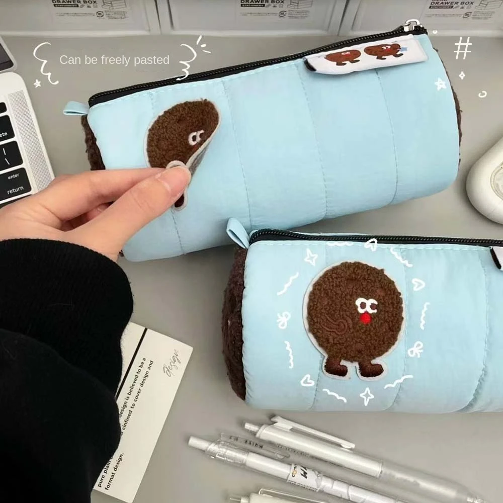 

Lovely Cookie Cookie Stationery Bag Mint Colored Biscuit Large Capacity Korean Style Pencil Case Desktop Storage Ins Style
