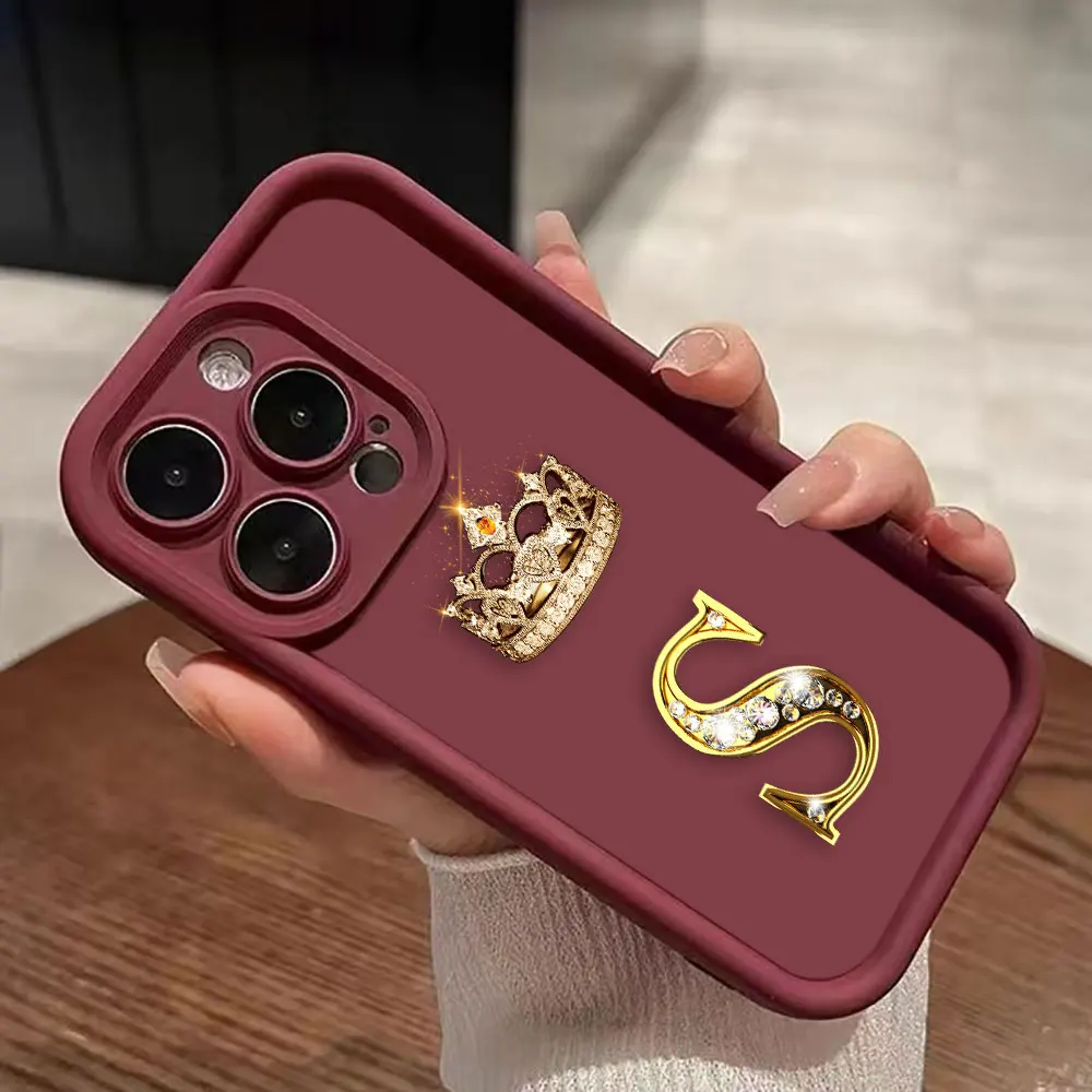 Crown Jewelry Letter Name S X V Phone Case For OPPO Reno 5 6 A15 A7 A7X A9 A16 A16K RENO2 RENO3 A92S FIND X3 X5 PRO LITE 5G Case