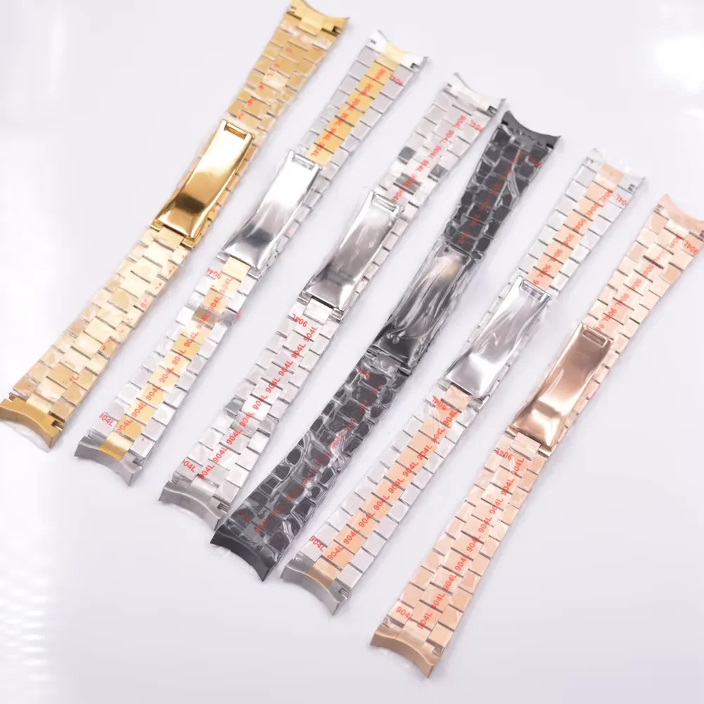 High quality 20mm stainless steel watch band folding buckle fit watch case strap Presidential bracelet