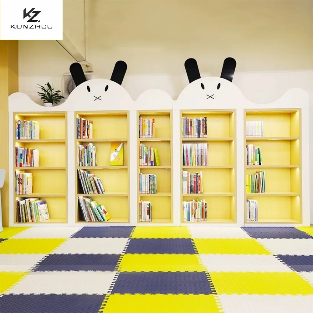 Small student classroom reading area children's bookshelf creative cartoon cute rabbit toy storage four layer bookshelf