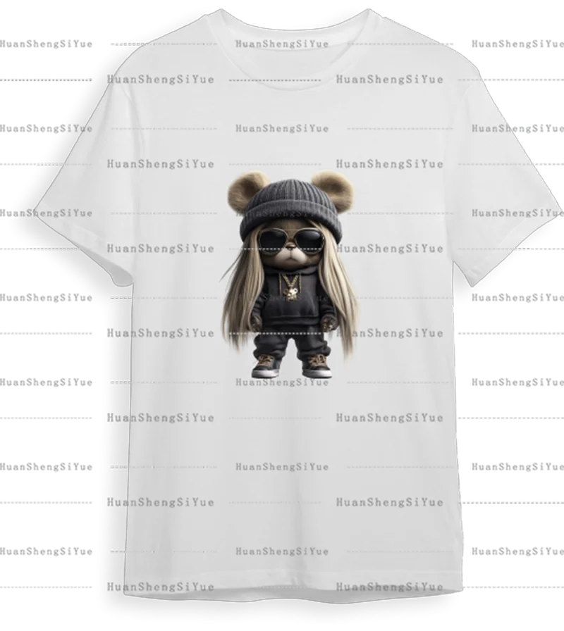 Teddy Bear Girl Printed pattern Ironing Sticker Clothes DTF Fashion T-shirt Hoodie DIY Jacket Sticker Hot Adhesive Paper