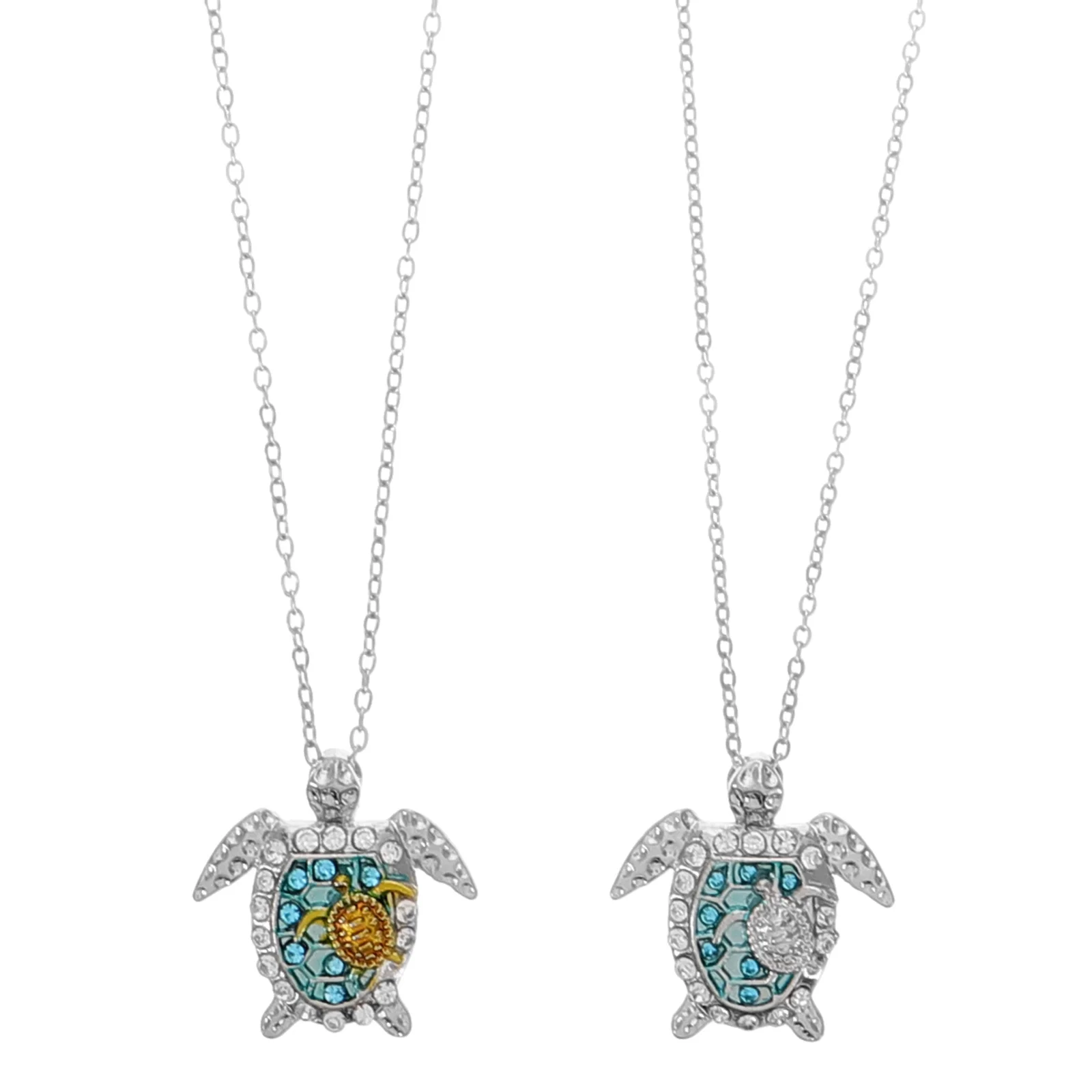 

2 Pcs Turtle Couple Necklace Matching Animal Clothes Charm Jewelry Pendant