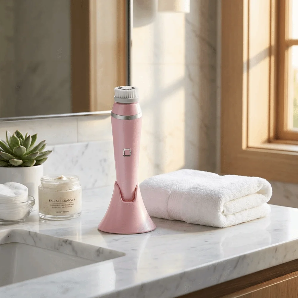 Silicone Electric Facial Cleansing Brush USB Recharge 4 Replaceable Brush Heads Face Cleansing Device Ultrasonic Deep Cleaning