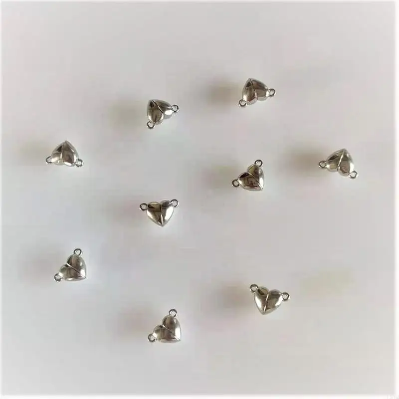 

L5YC 10pcs / Set Fashion Alloy Heart Magnet Charm Jewelry Bracelet Necklace Accessories Magnet Buckle Accessories