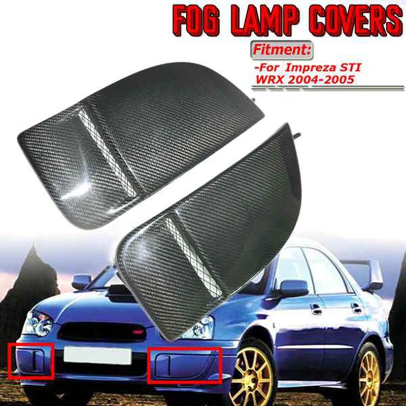 Real Carbon Fiber Car Fog Light Bumper Bezel Cover Caps For Subaru Impreza WRX Sti 2004-2005