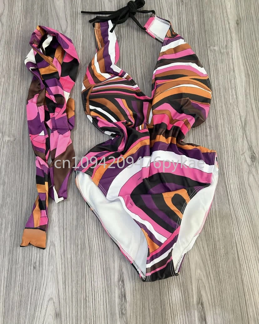 

Luxury Design Women's Purple Headband Swimsuit Designer Brand Sexy Scarf Bikini Set