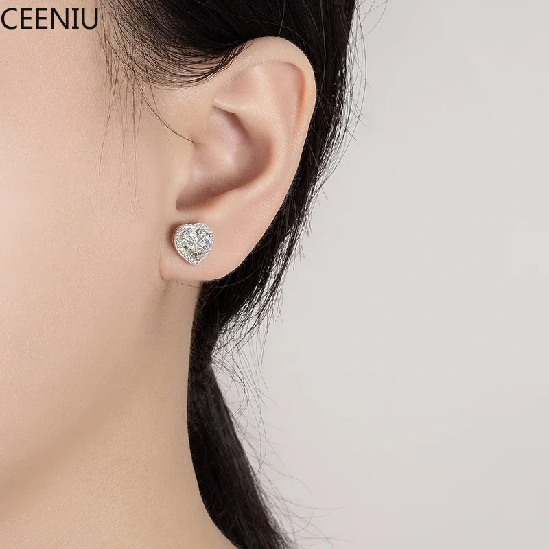 0.5CT-2CT Heart-Shaped Cut Moissanite Earrings For Women S925 Pure Silver Simulated Diamond Earrings Fashion Jewelry