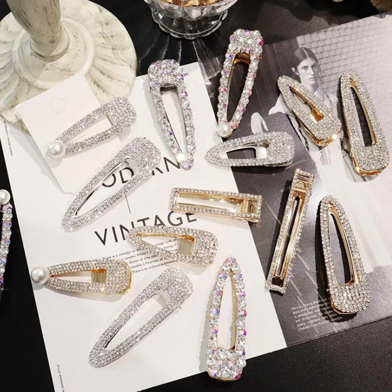 1 szt. Modne ręcznie migające diamentowe Rhinestone perłowe spinki do włosów dla kobiet kryształowe błyszczące dżetów szpilka akcesoria do włosów