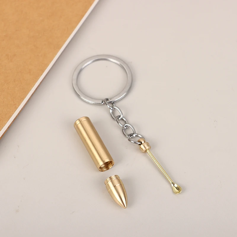 2 In1 Bullet Shape Ear Spoon Keychain Creative Unisex Backpack Purse Decor Pendant Ring Holder Birthday Party Daily Gift