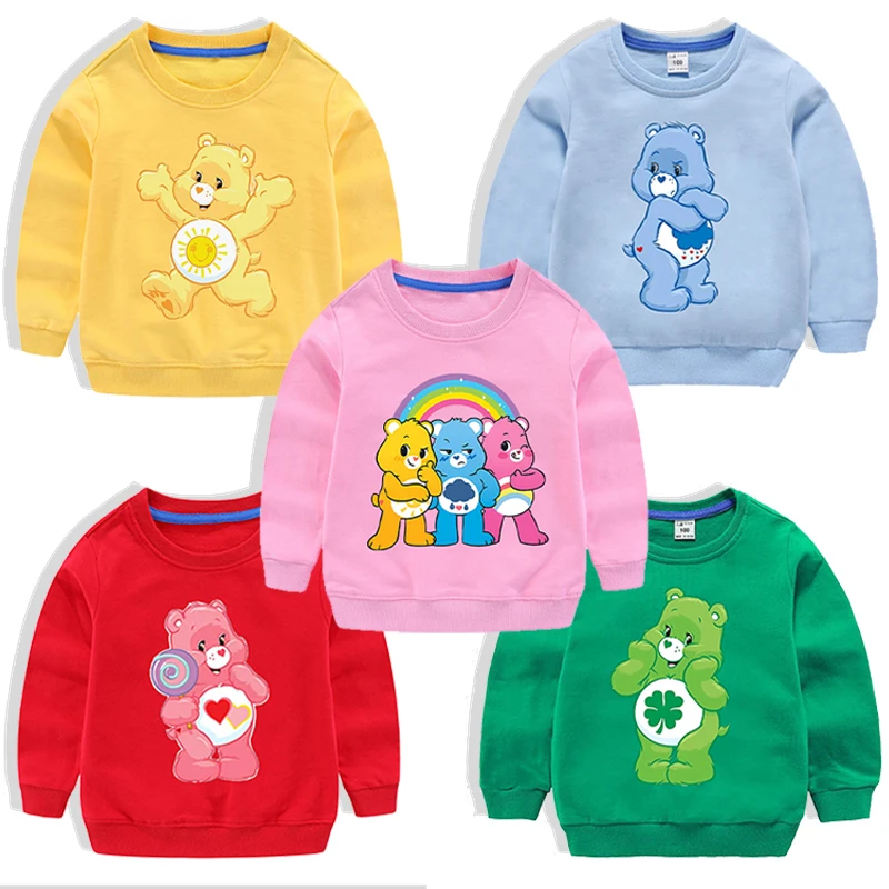 

Care Bears Round Neck Sweatshirt for Children Anime Cartoon Cute Hoodie Boys Girls Spring Simple Fashion Top Kids Clothes