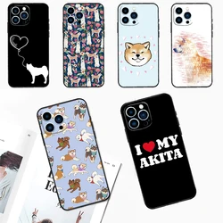 Animal Cute Dog Akita Case For iPhone 14 13 12 11 15 16 Pro Max Plus XS Max X XR 7 8 Plus 13 12 Mini Phone Cover