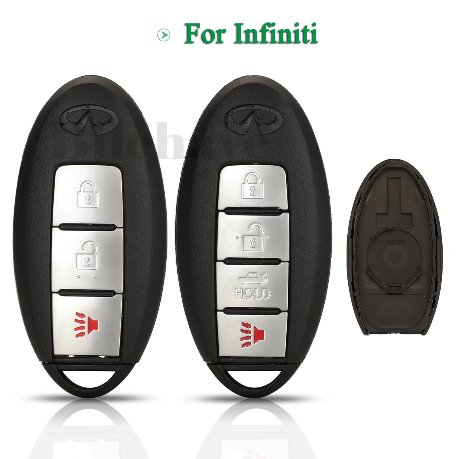 

jingyuqin 3/4 Buttons For Infiniti G37 G25 EX25 FX35 FX37 M25 Fob Smart Remote Car Key Shell Case Uncut Blade Replacement