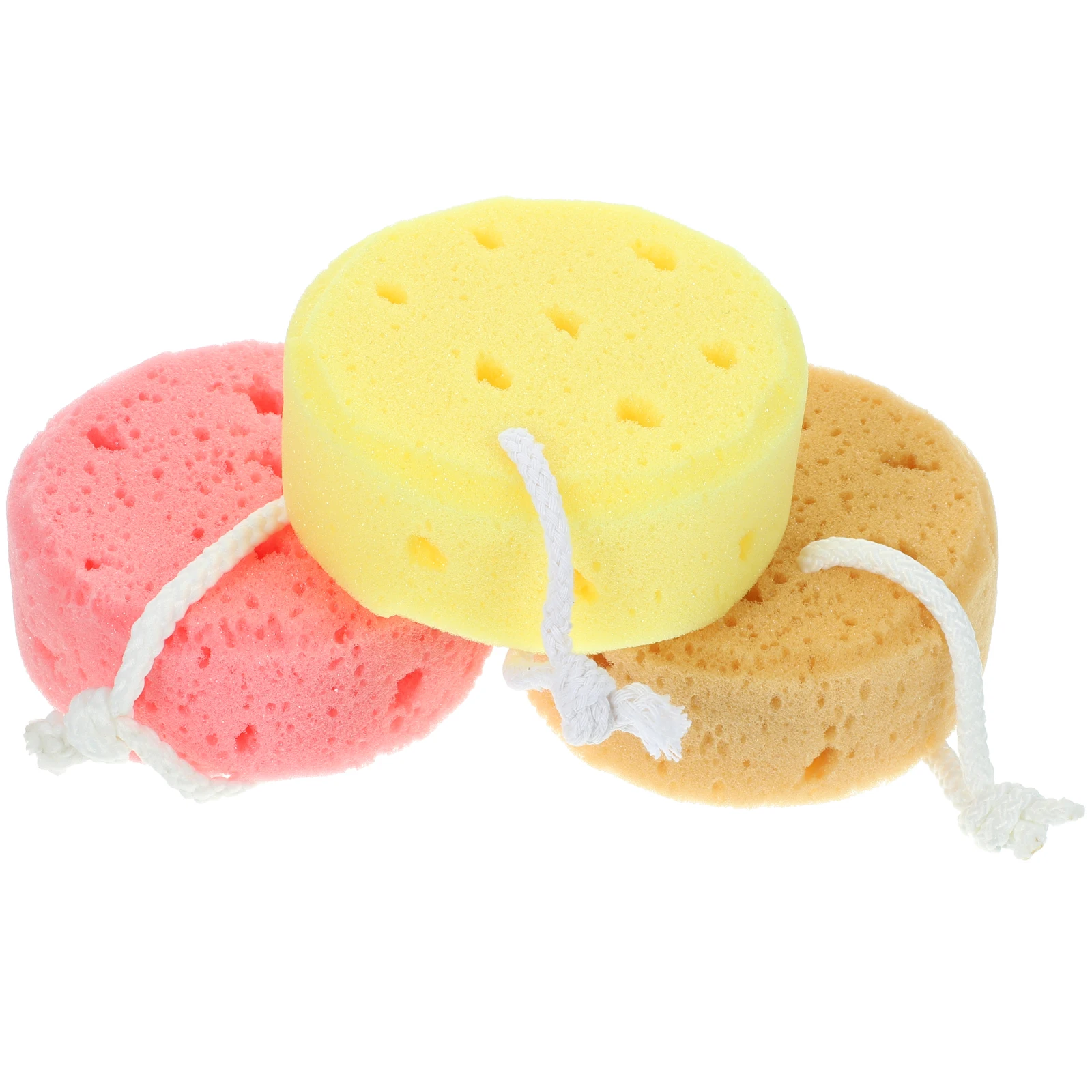 

3pcs Bath Sponge Loofah Body Scrubber Shower Supplies for Men Women Kids Yellow Pink Beige Cleaning Sponges Travel Bath