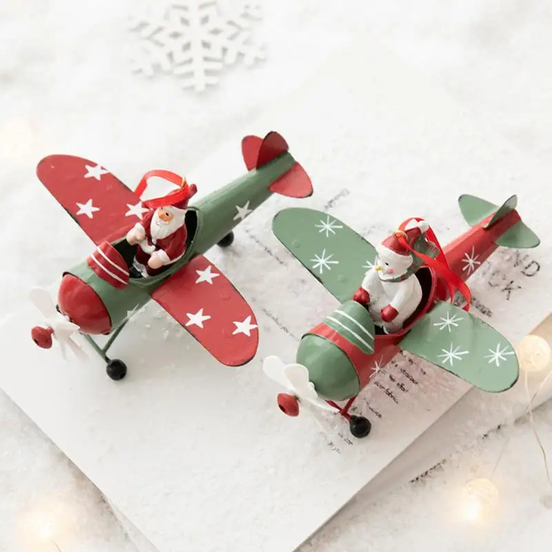 Avión volador de Papá Noel/muñeco de nieve, adornos navideños, juguetes colgantes para árbol de Navidad, decoración del hogar, regalo para niños