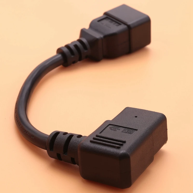 Power Extension Cord, C20 To C19 Product Word Three Horizontal Male To Female Side Elbow Power Cord