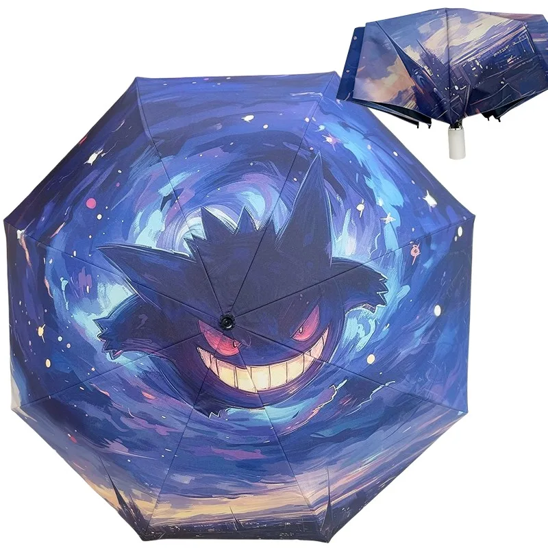 Pokemon Gengar Foldable Umbrella UV Protection Anime Cartoon Sun Umbrellas Portable Windproof Large Manual Automatic Umbrellas