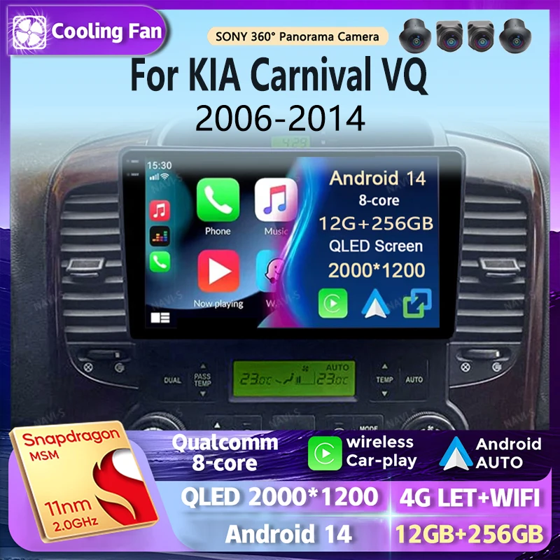 

Автомагнитола 2K QLED, мультимедийный видеоплеер на Android 14 для KIA Carnival VQ 2006-2014 с голосовым помощником и GPS