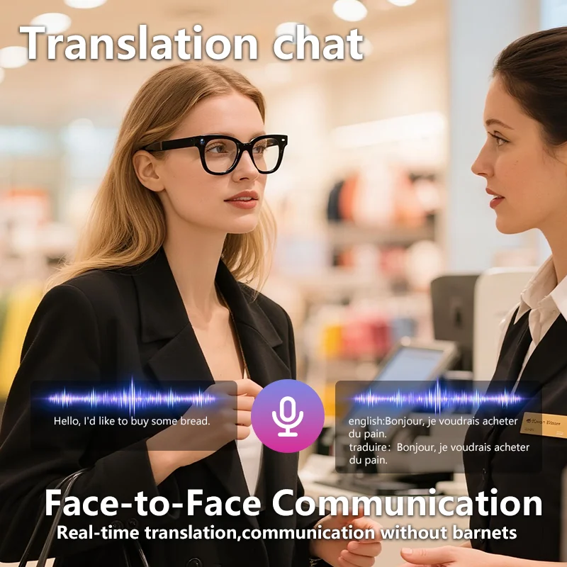 XIAOMIAO Gafas inteligentes Cámara 4K WiFi Bluetooth Gafas de grabación manos libres para ciclismo Correr Vlog con auriculares abiertos