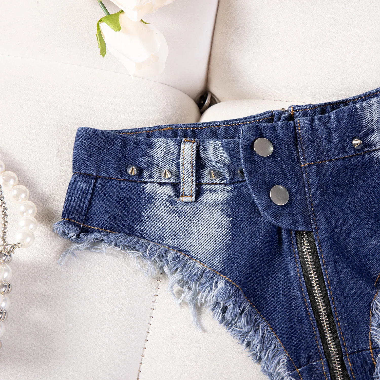 Herbst Neue Sexy Reißverschlüsse Open-datei Hüfte Quaste Denim Shorts frauen Nachtclub Jean Shorts