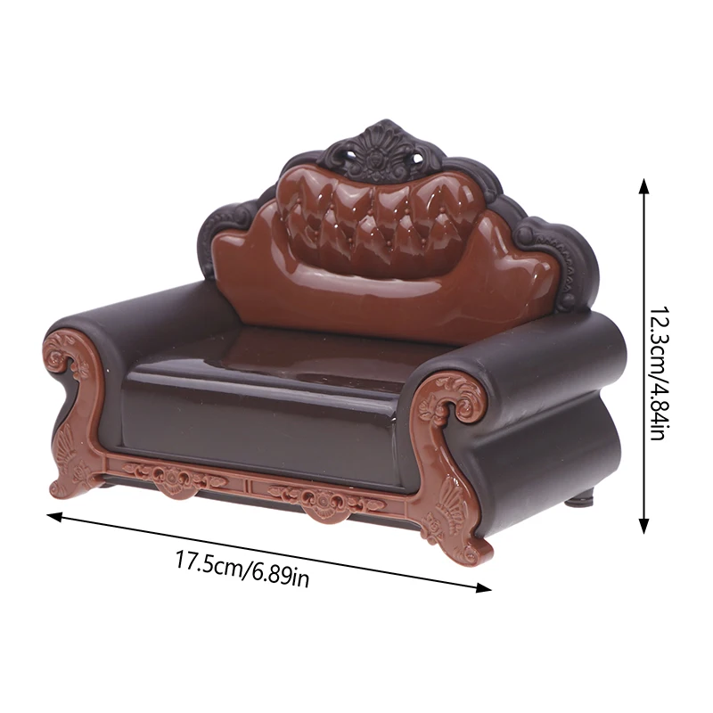 Fauteuil l'inventaire en cuir de style européen, maison de courses, mini meubles, accessoires beurre, canapé simple, jouets, 1:12