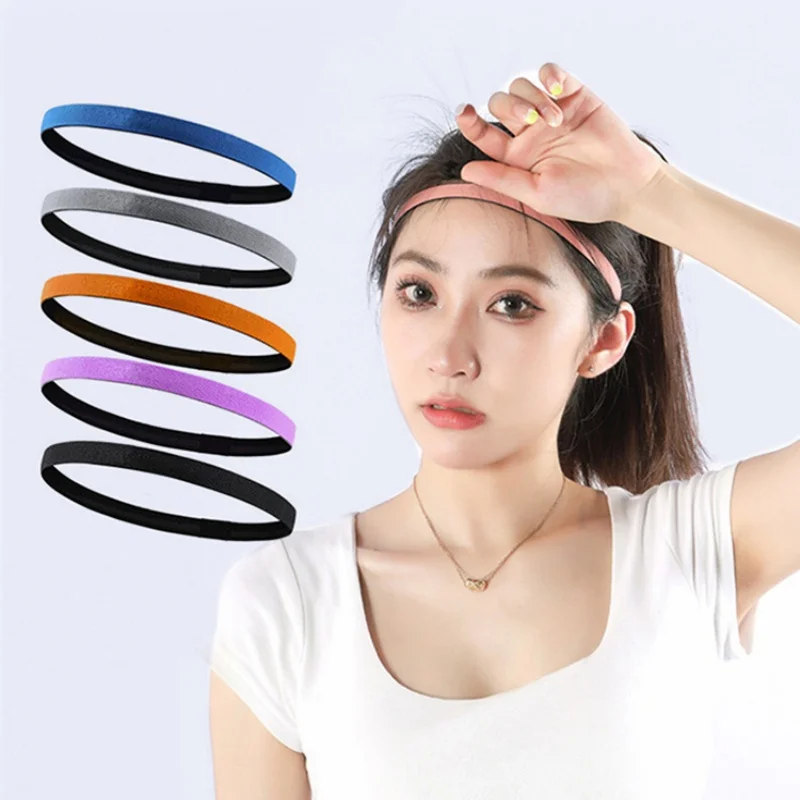 Sport Headband Anti-slip Cycling Hairband Elastic Silicone Headband for Fitness Gym Outdoor Women Men Lightweight Sweatband