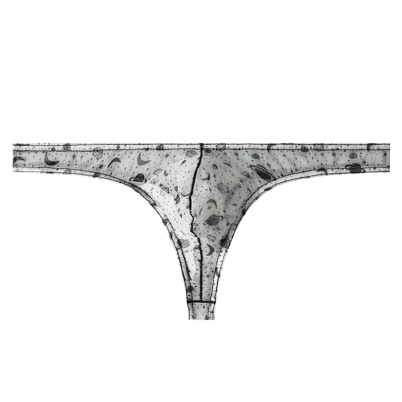 Men's Panties Ice Silk Underwear Breathable Sexy Thong Youth Striped Personalized Slim Man Micro Mini Thongs