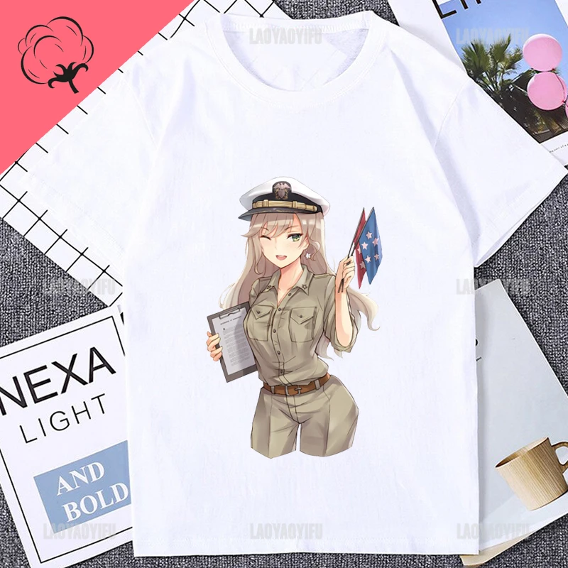 Kaus seragam militer Anime Jepang keluaran baru T-shirt katun gambar cetak T-shirt Otaku longgar kasual kaus pria Harajuku Streetwear