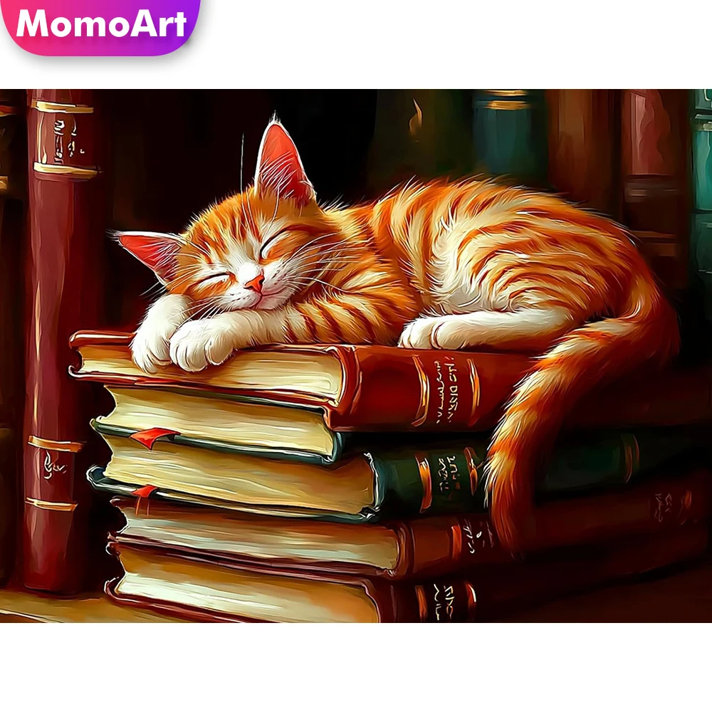 Momoart Diamant-Mosaik Katze Tier Bastelset Stickerei DIY Geeignet für Anfänger Diamantmalerei-Buch Handgemachtes Einzigartiges Geschenk