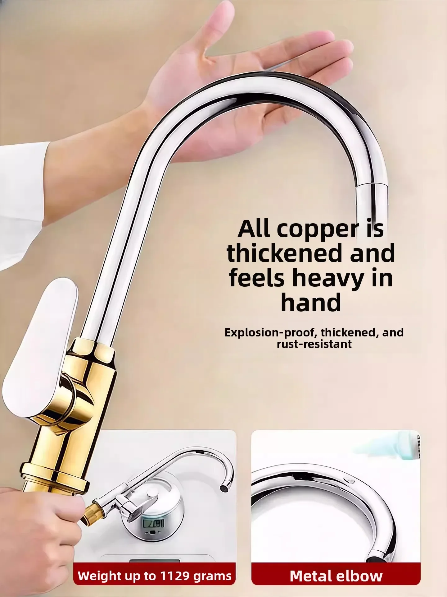 Kitchen faucet with both hot and cold water outlets for use with the household vegetable washing basin faucet