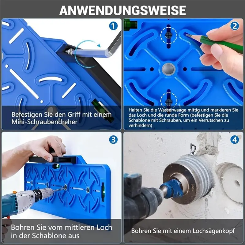 ABKW-Drilling Template With Level And Ruler:Adjustable Mounting Plate For Wall Drilling Positioning Outlet Placement Tool