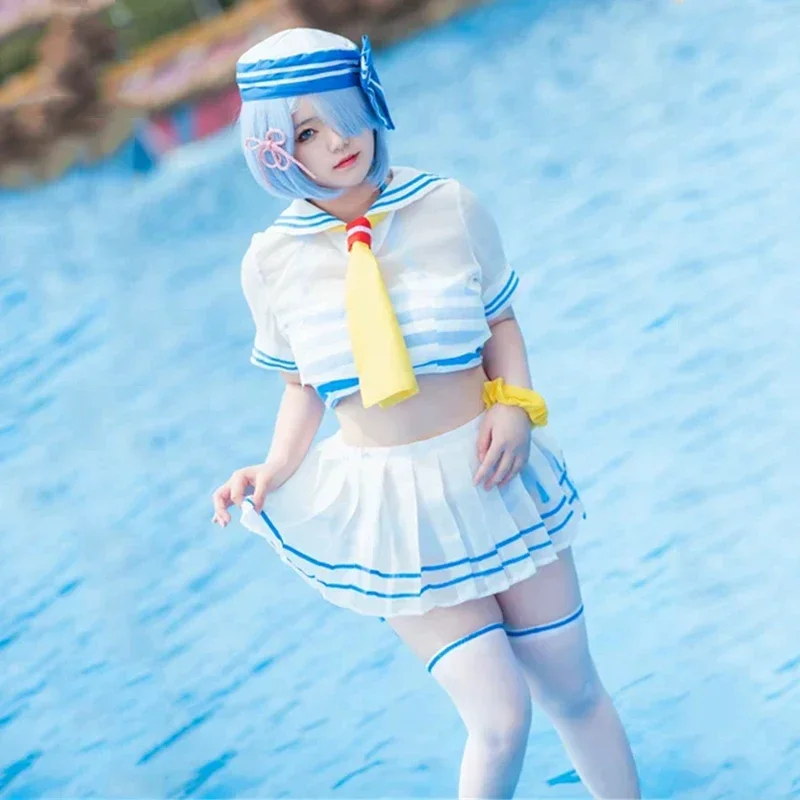 

Летнее бикини Watergame Пляжная одежда Kawaii Костюмы на Хэллоуин REM Косплей Re: Жизнь в другом мире от нуля Костюм моряка