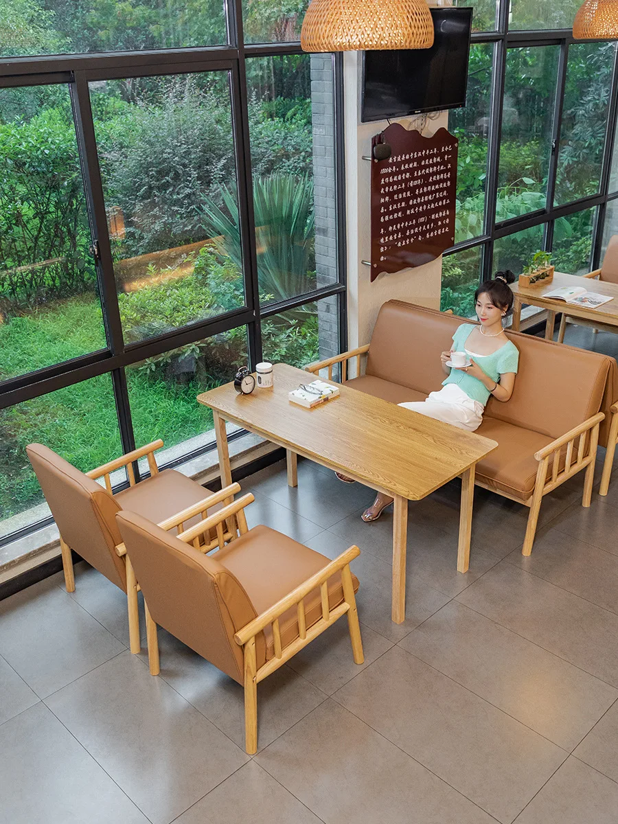 

Cafe Bar Milk Tea Shop Table and Chair Combination Restaurant Tea House Card Seat Sofa Negotiation Table