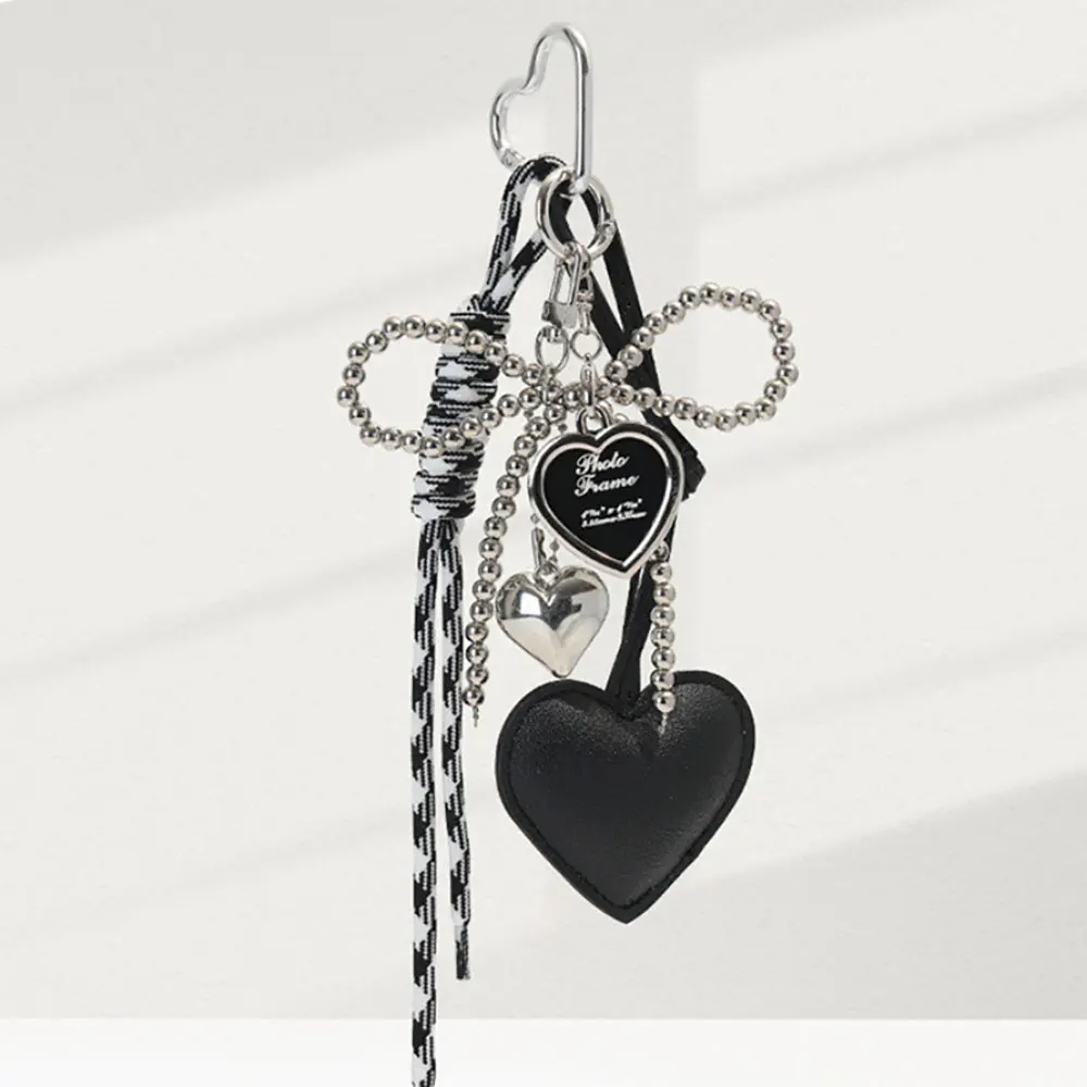 1Pcs Bag Key Chain Korean Style Bow Phone Pendant Chain Heart Charm Strap Braided Rope Bag Hanging Decors Jewelry Gift