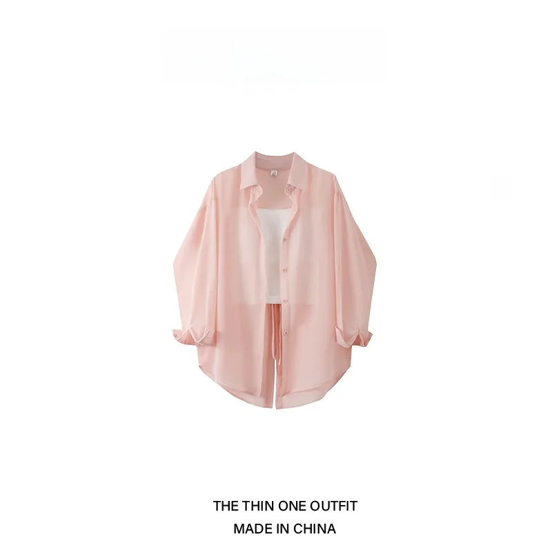 Femmes ample longue Sve soie irt lisse transparent Cardigan décontracté Sle automne Faion ensemble deux pièces vêtements intérieurs gilet