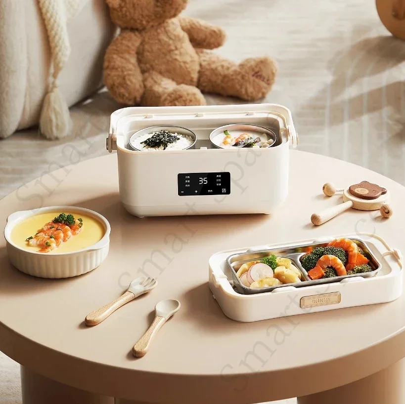 The new electric lunch box is equipped with a stainless steel lining for steam, insulation, and plug-in heating hot meals.