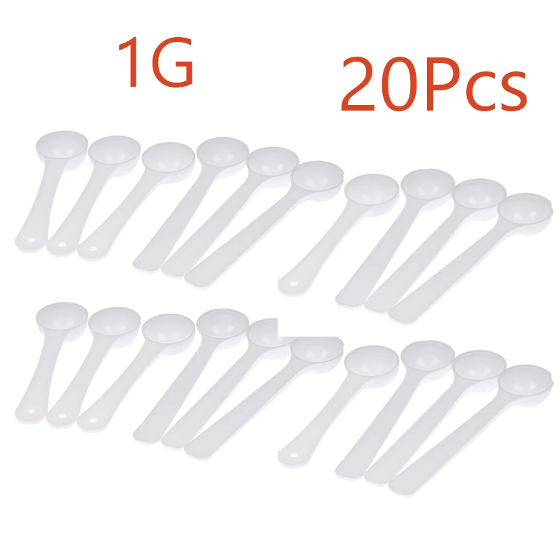 20Pcs 1g Measuring Spoon Gram Scoop Food Baking Medicine Milk Powder White Plastic 1ml Small Quantitative Spoon home accessories