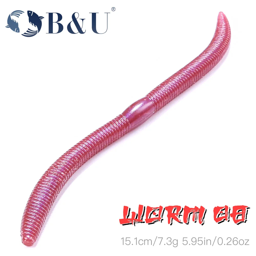 

B&U 6pcs 15cm Lifelike Fishy Smell Red Soft Lures Simulation Earthworm Red Worms Artificial Fishing Lures Senko Worm Soft Bait