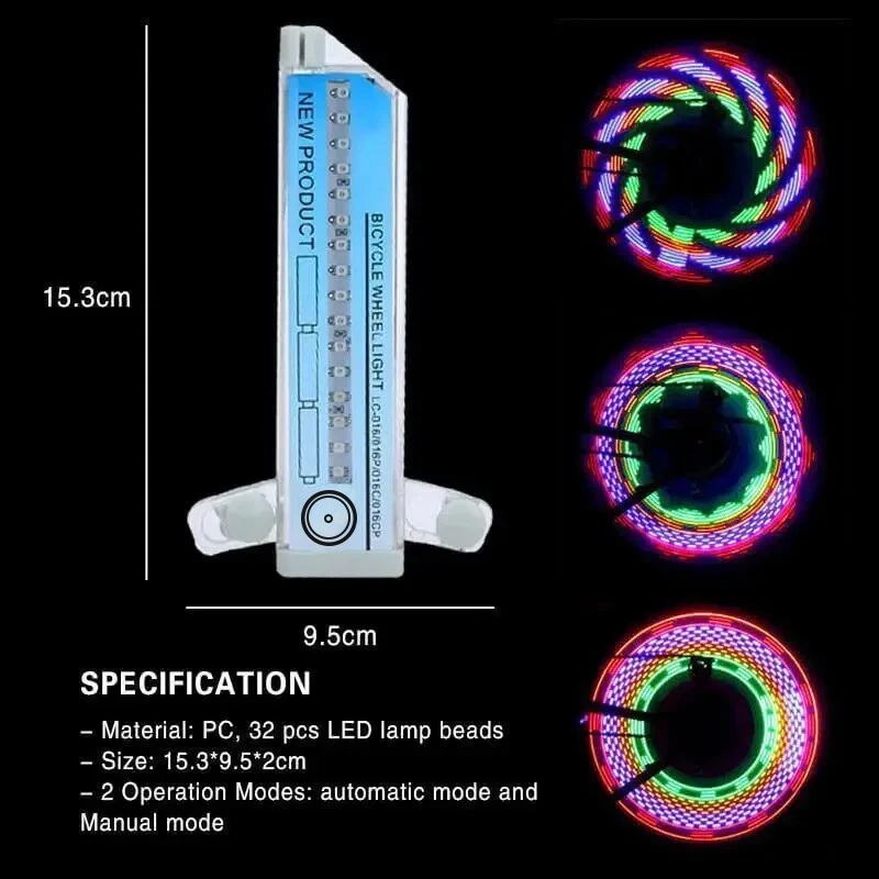 Bike Wheel Light Bicycle Spoke Light Safety Tire Light 30 Different Patterns Change Without Battery Waterproof Bike Accessories