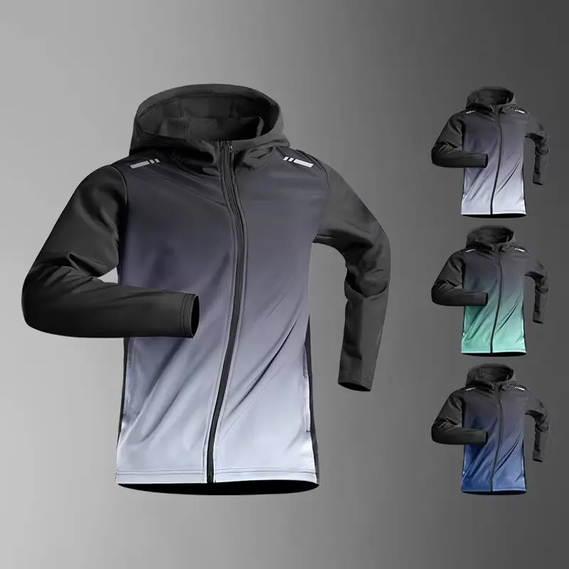 Women's Running Gradient Jacket Quick Dry Fitness Top Cycling Hoodie Summer Sportswear Training Clothes Morning Run Trendy