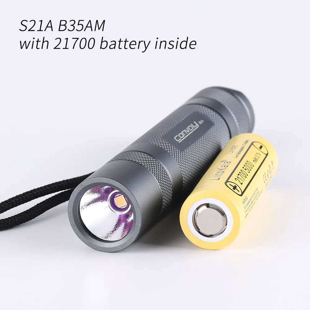 Convoy S21A with B35AM R9080 high CRI 1500LM, 12groups Temperature protection,21700 flashlight with battery inside