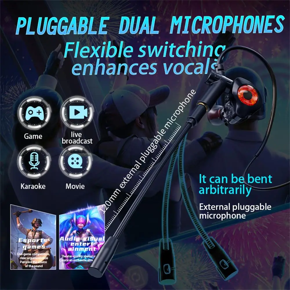 Type-c In-ear dual-mix e-sports gaming headset stereo noise reduction with microphone digital head wired headset