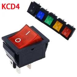 KCD4 Rocker switch ON-OFF 2 Position 4 Pins Electrical equipment With Light Power Switch 16A 250VAC/ 20A 125VAC