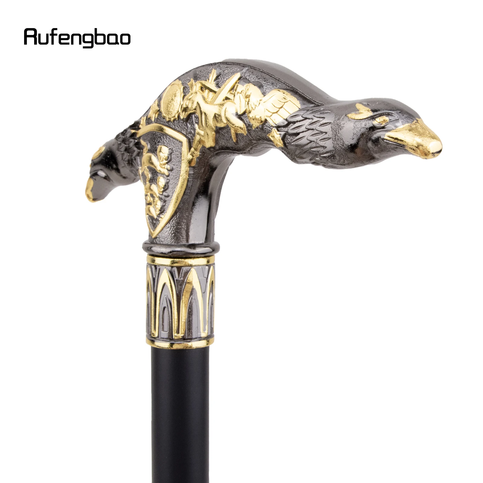 Golden Black Eagle Head Walking Stick Fashion Cane Plate Cosplay Crosier Stick 93cm Performance Stage Cane view 6