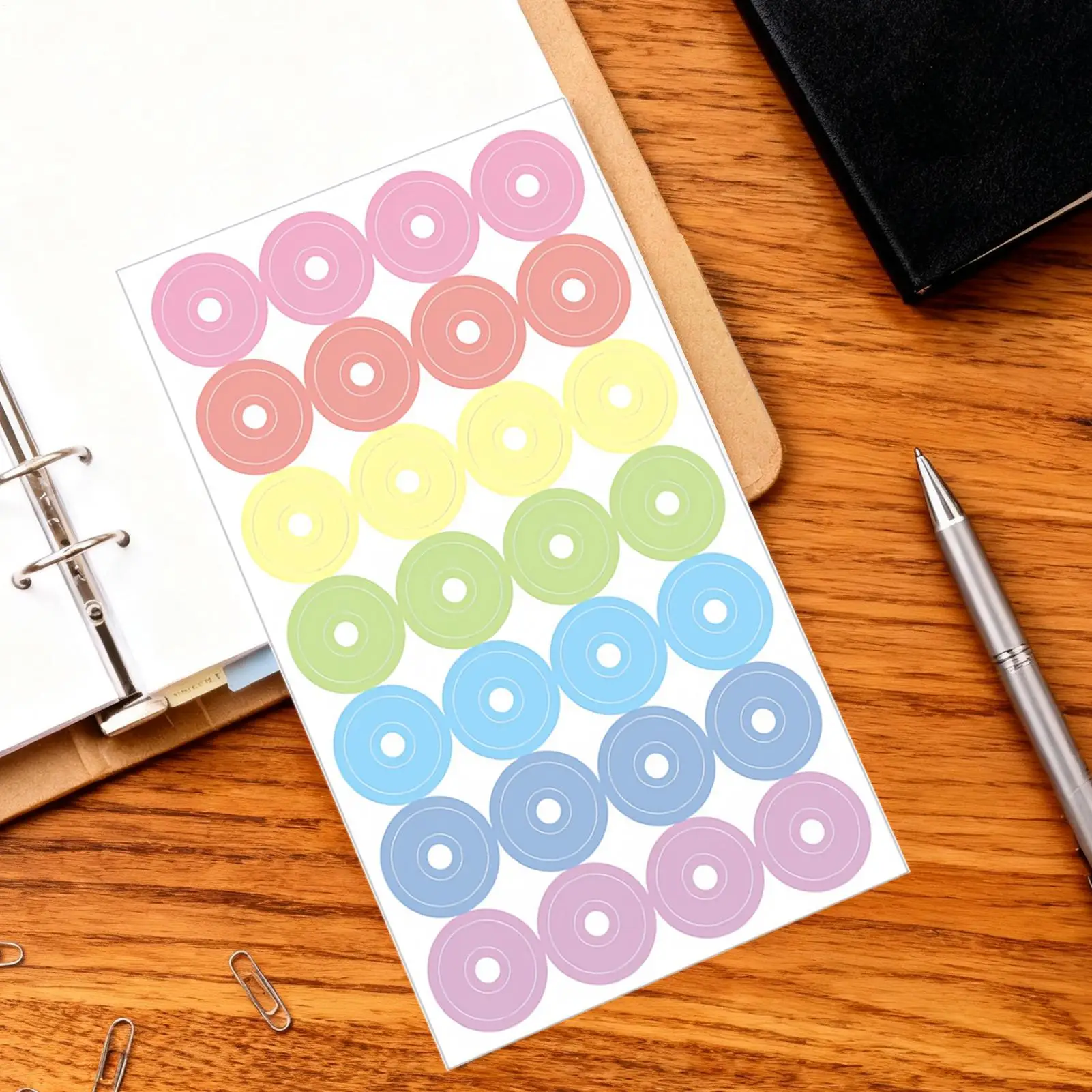 ملصقات ثقب الموثق ذاتية اللصق دوائر مستديرة واقيات ثقب ذاتية اللصق للورق لصياغة كتاب حزمة الملاحظات السائبة #4