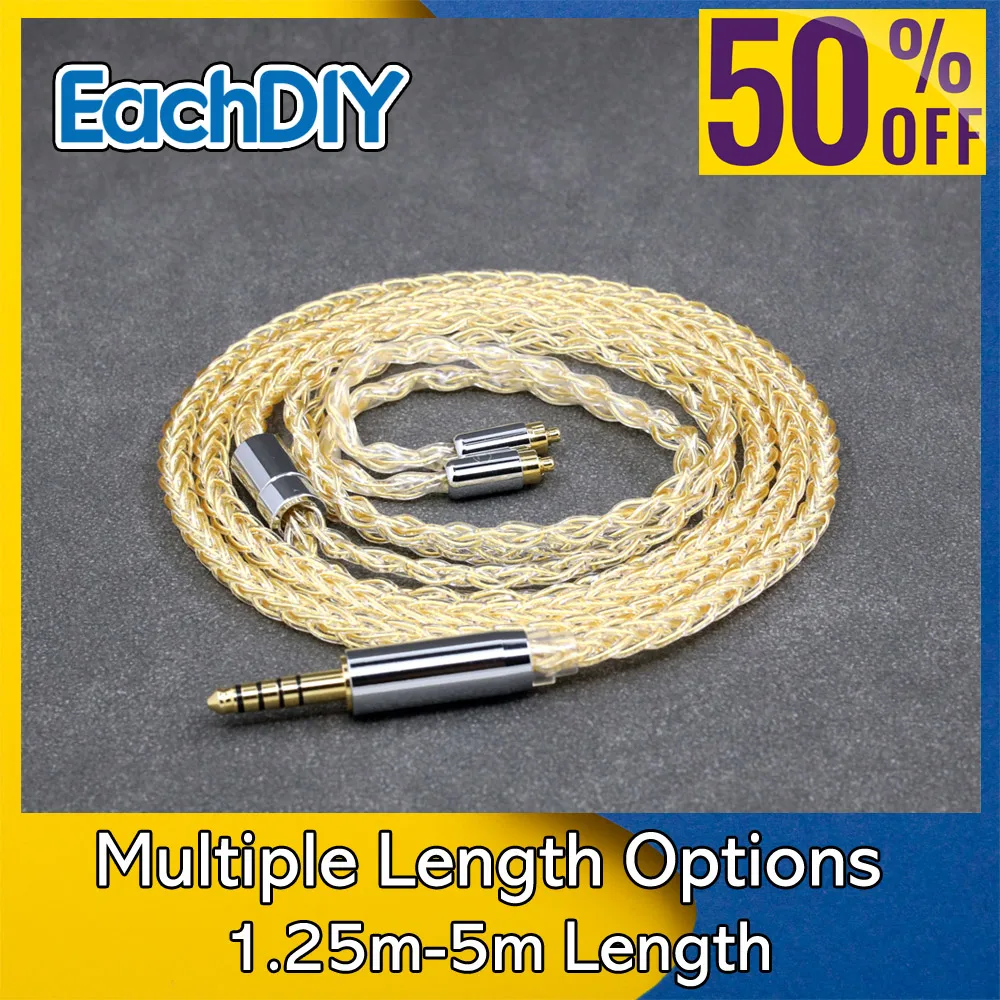 

8 Core 99% 7n Pure Silver 24k Gold Plated Earphone Cable For Dunu dn-2002 8817