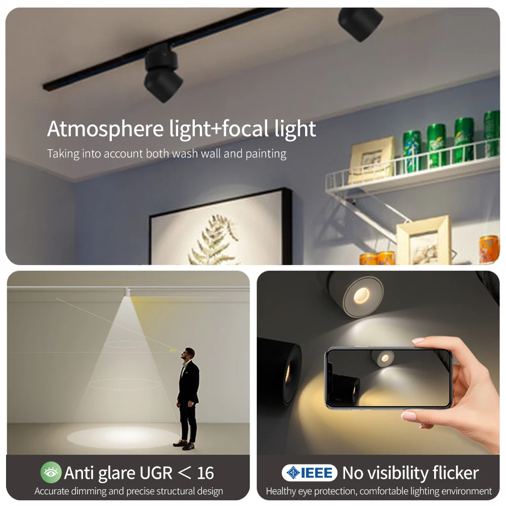 Aisilan – projecteur LED nordique sur rail, éclairage quotidien de style moderne, pour salon, chambre à coucher, couloir Eclairage sur rail Spot à LED Spots sur rail Eclairage sur rail