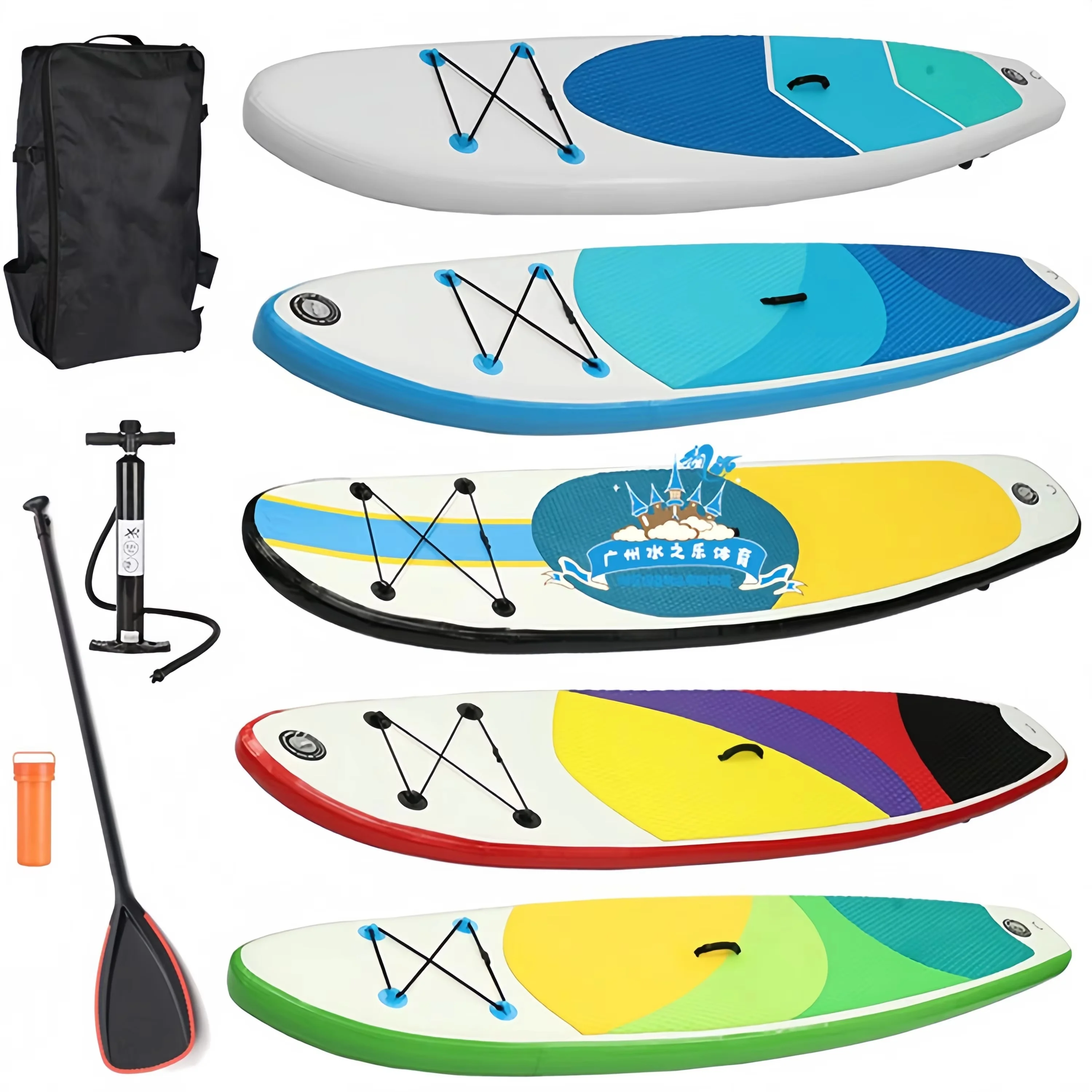Planche de surf gonflable en PVC, planche à pagaie pour ski aquatique, avec corde de pied, pour l'extérieur, 3.2m, 10.6 pieds